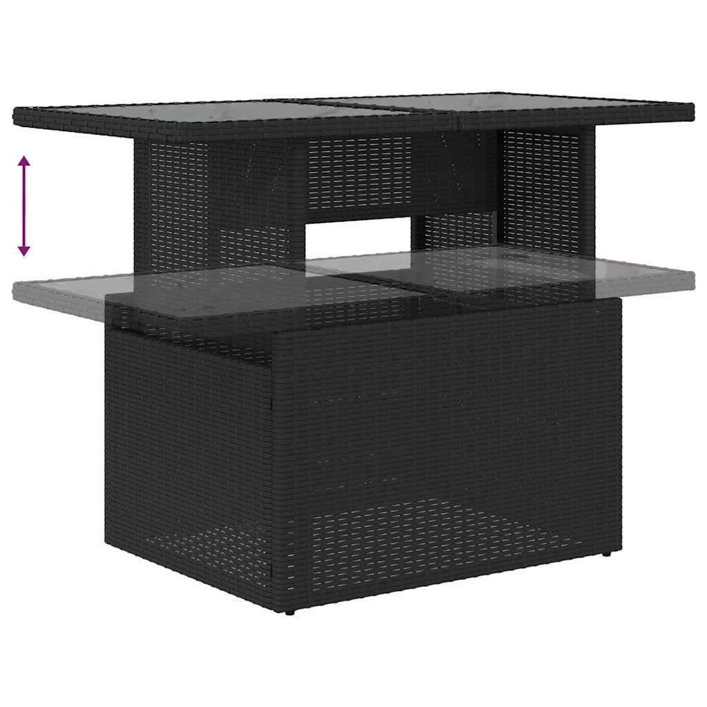 7-delige Loungeset met kussens poly rattan zwart – afbeelding 10