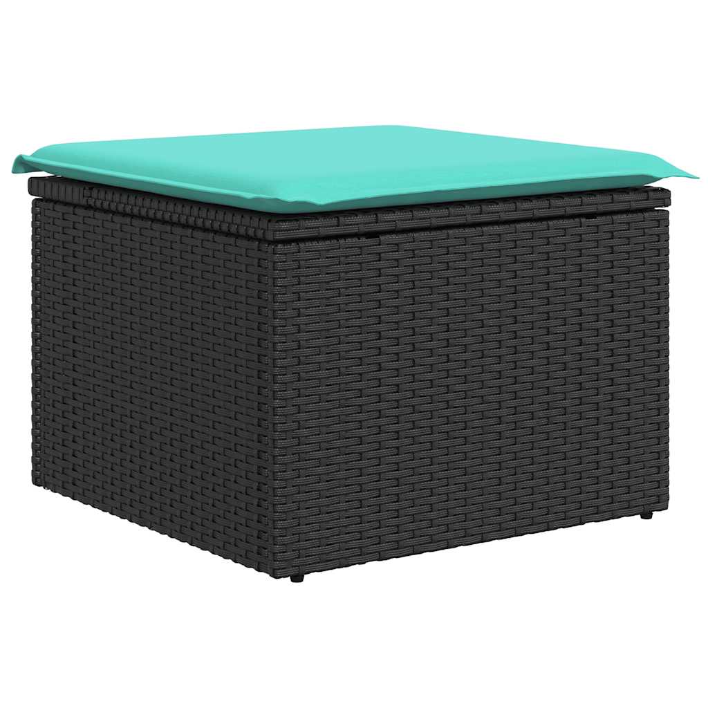 7-delige Loungeset met kussens poly rattan zwart – afbeelding 6