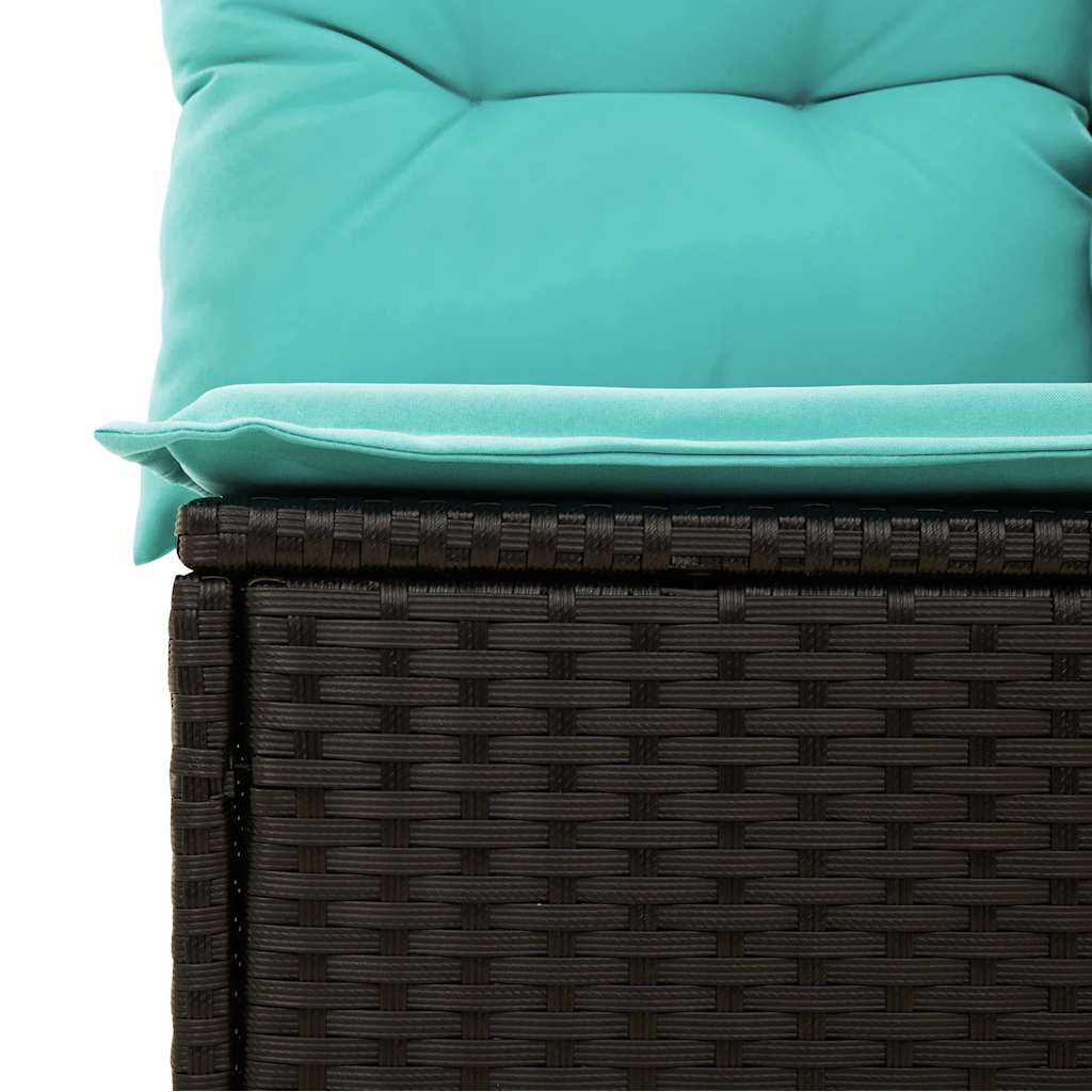 5-delige Loungeset met kussens poly rattan zwart – afbeelding 10
