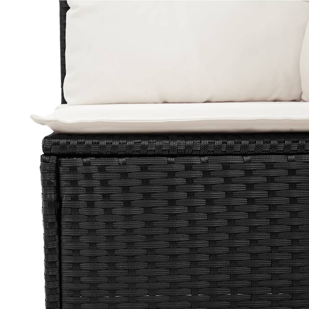 6-delige Loungeset met kussens poly rattan zwart – afbeelding 11