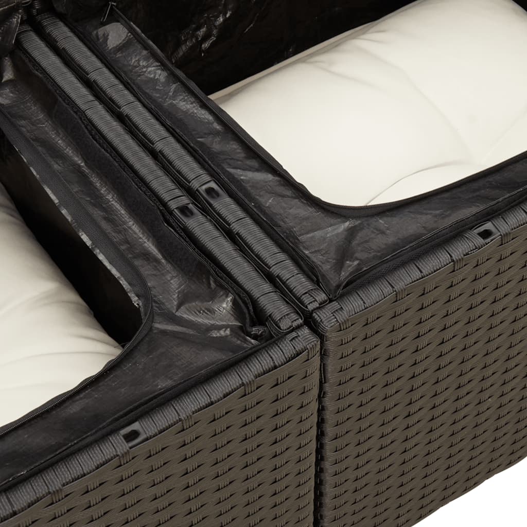 6-delige Loungeset met kussens poly rattan zwart – afbeelding 12