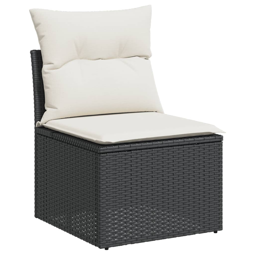 6-delige Loungeset met kussens poly rattan zwart – afbeelding 3
