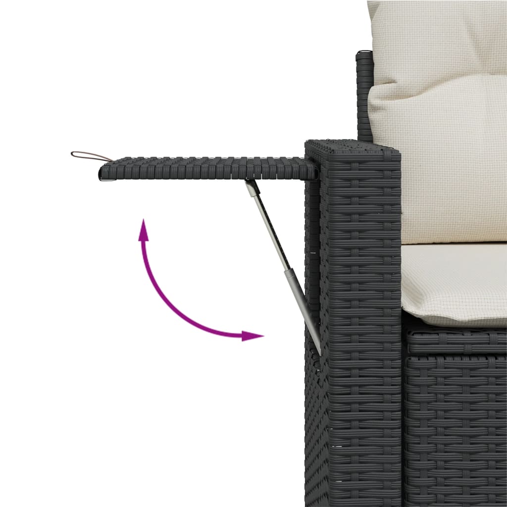 6-delige Loungeset met kussens poly rattan zwart – afbeelding 9