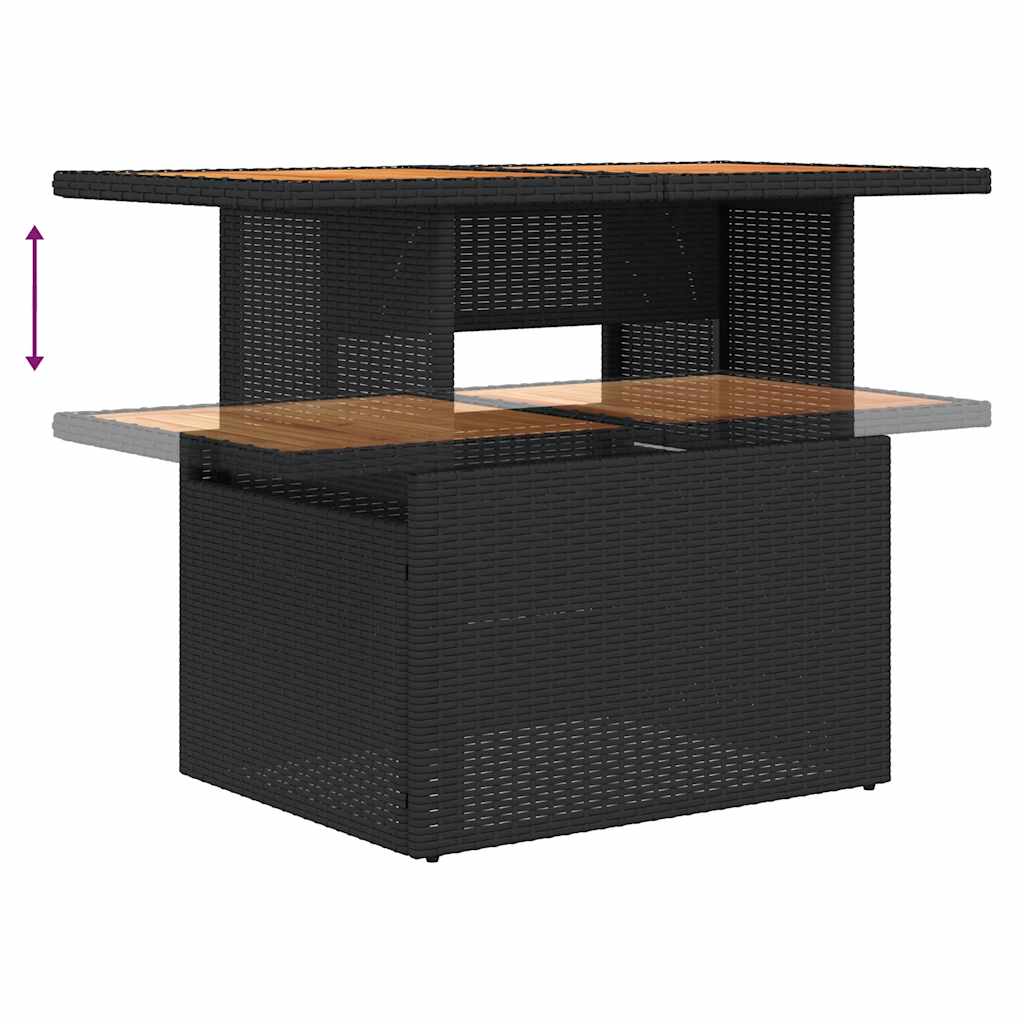 6-delige Loungeset met kussens poly rattan zwart – afbeelding 7
