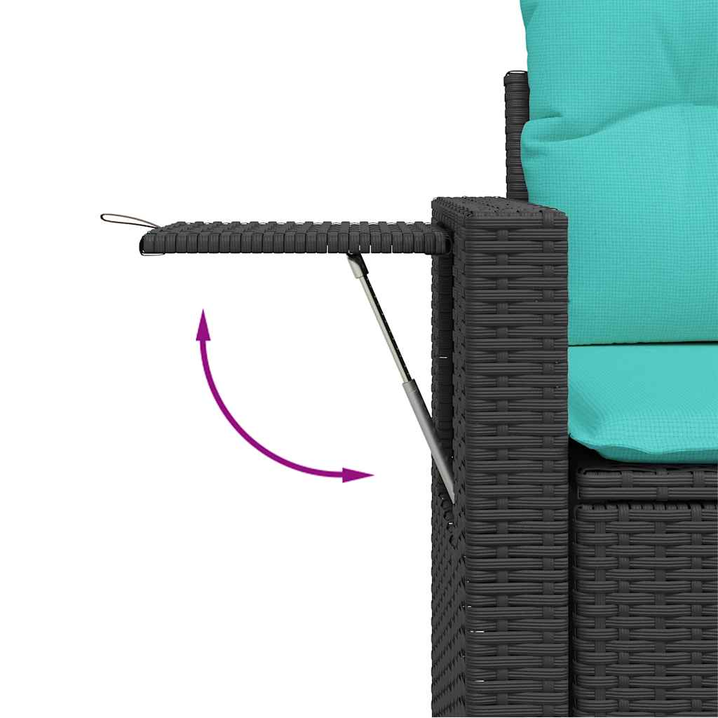 6-delige Loungeset met kussens poly rattan zwart – afbeelding 9