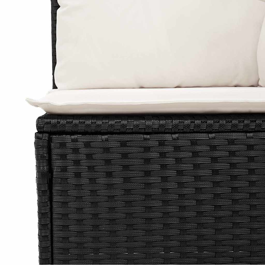 5-delige Loungeset met kussens poly rattan zwart – afbeelding 9