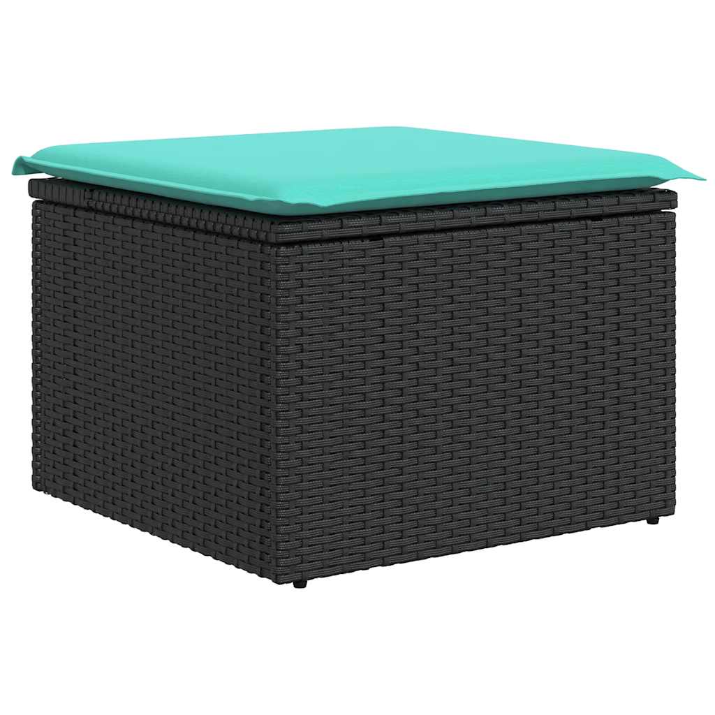 6-delige Loungeset met kussens poly rattan zwart – afbeelding 6