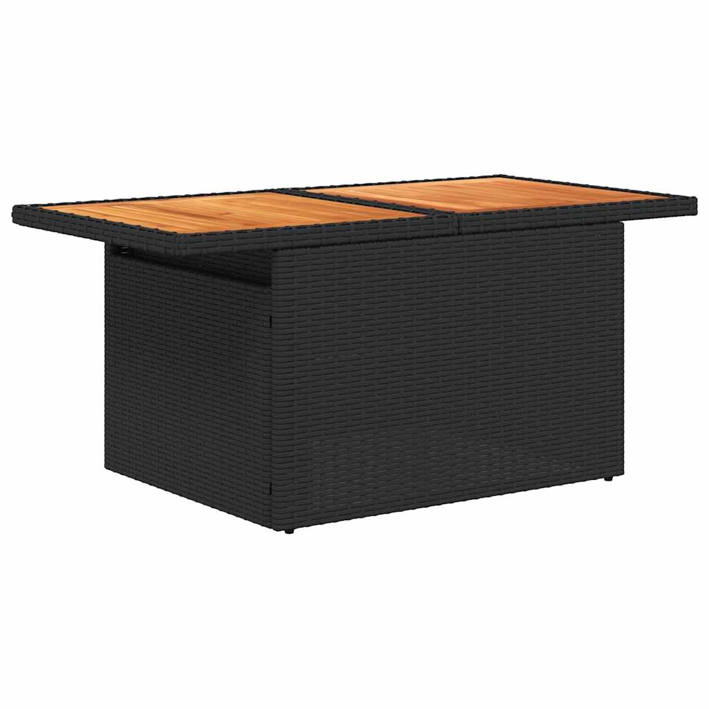 7-delige Loungeset met kussens poly rattan zwart – afbeelding 5