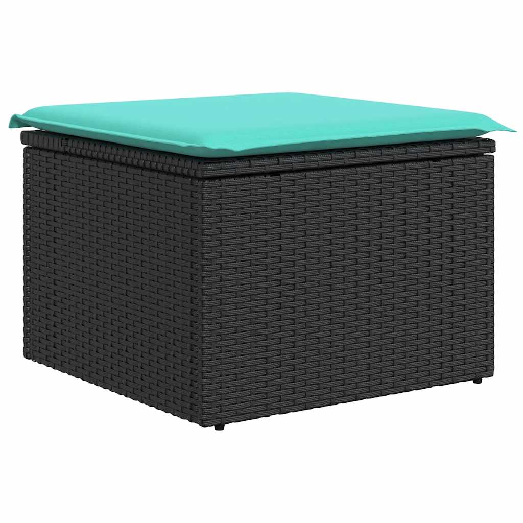 7-delige Loungeset met kussens poly rattan zwart – afbeelding 6