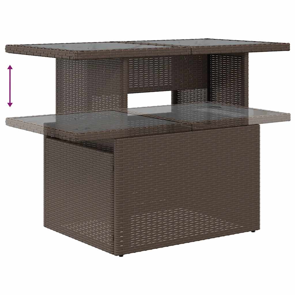 6-delige Loungeset met kussens poly rattan acacia bruin – afbeelding 10