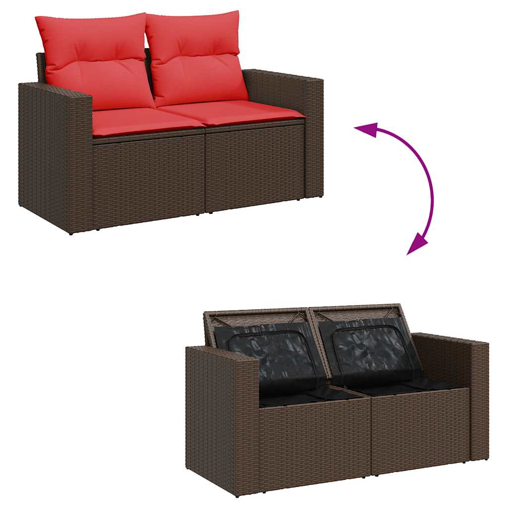 6-delige Loungeset met kussens poly rattan acacia bruin – afbeelding 8