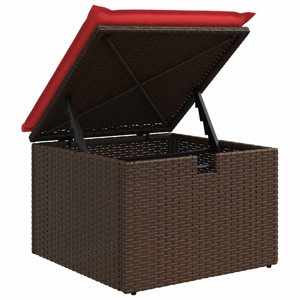 9-delige Loungeset met kussens poly rattan acacia bruin – afbeelding 11