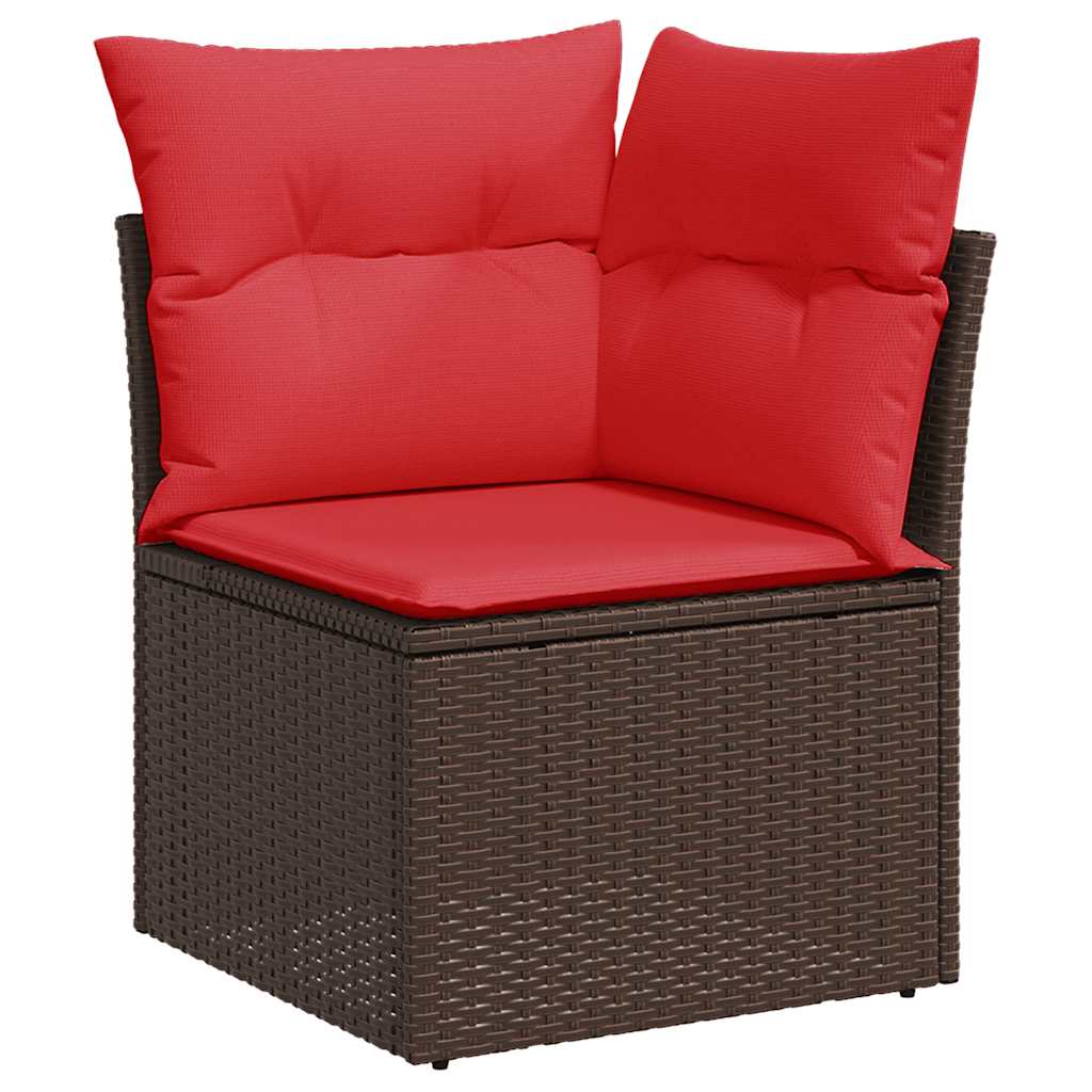 9-delige Loungeset met kussens poly rattan acacia bruin – afbeelding 4