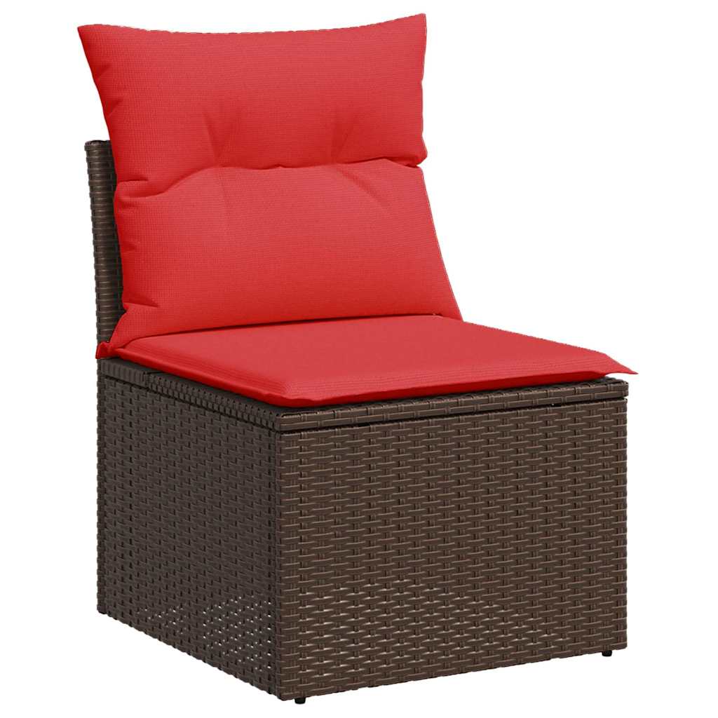 6-delige Loungeset met kussens poly rattan bruin – afbeelding 3