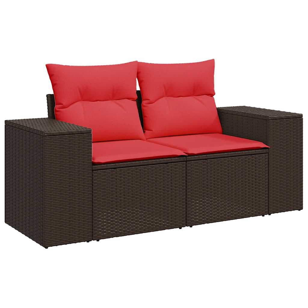 6-delige Loungeset met kussens poly rattan bruin – afbeelding 4