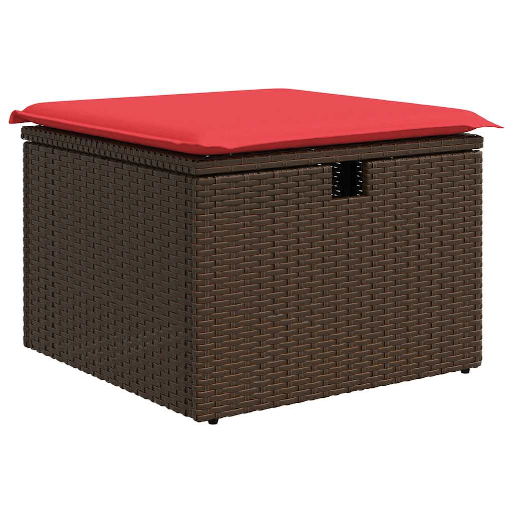 6-delige Loungeset met kussens poly rattan bruin – afbeelding 5