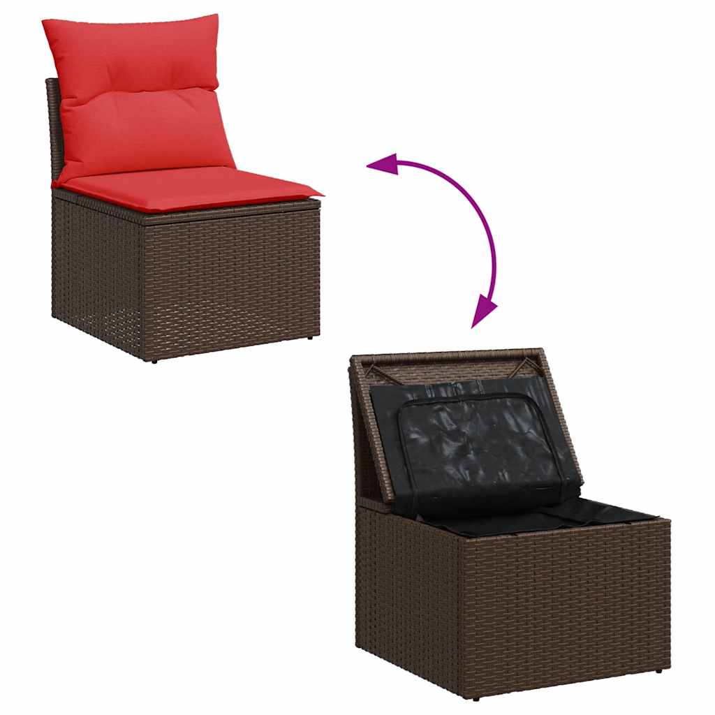 6-delige Loungeset met kussens poly rattan bruin – afbeelding 7