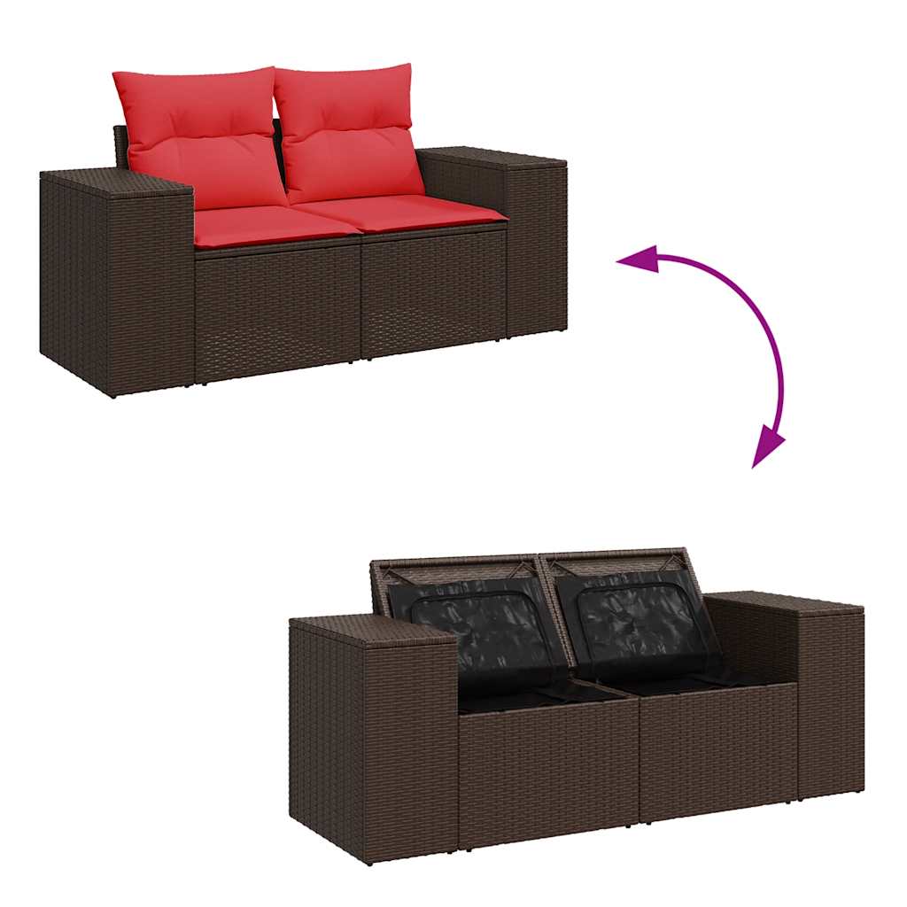6-delige Loungeset met kussens poly rattan bruin – afbeelding 8