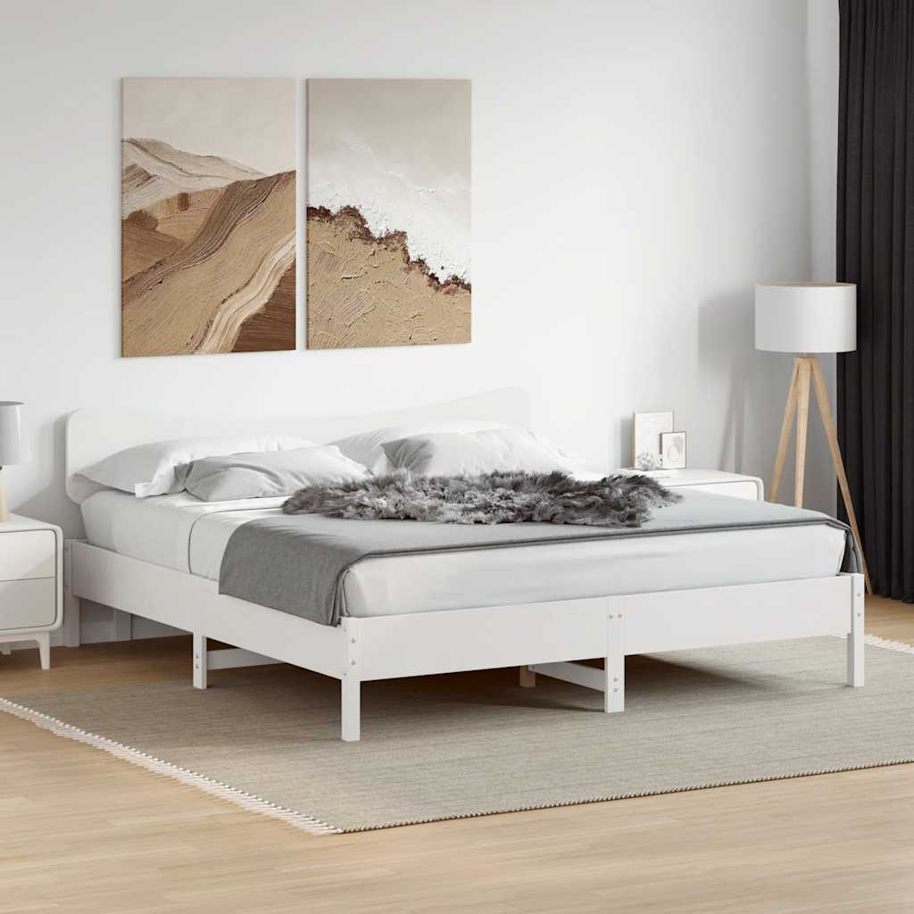 Bedframe zonder matras massief grenenhout wit 180x200 cm – afbeelding 1