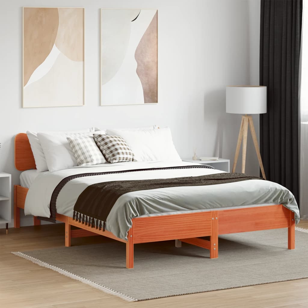 Bedframe zonder matras massief grenenhout wasbruin 150x200 cm – afbeelding 1