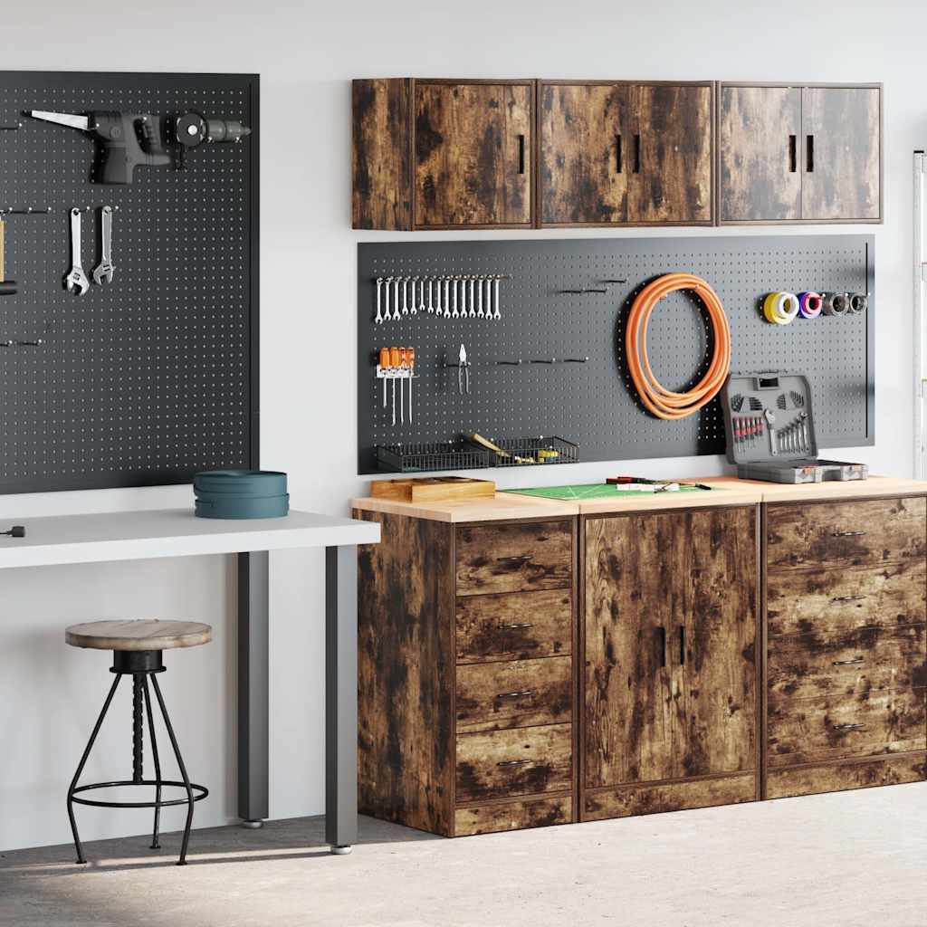 Garagekasten 2 st Spaanplaat gerookt eiken