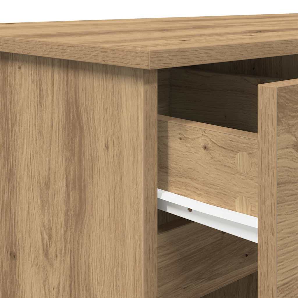 Bureau artisanaal eikenkleurig 140 x 49 x 76 cm Bewerkt hout – afbeelding 10