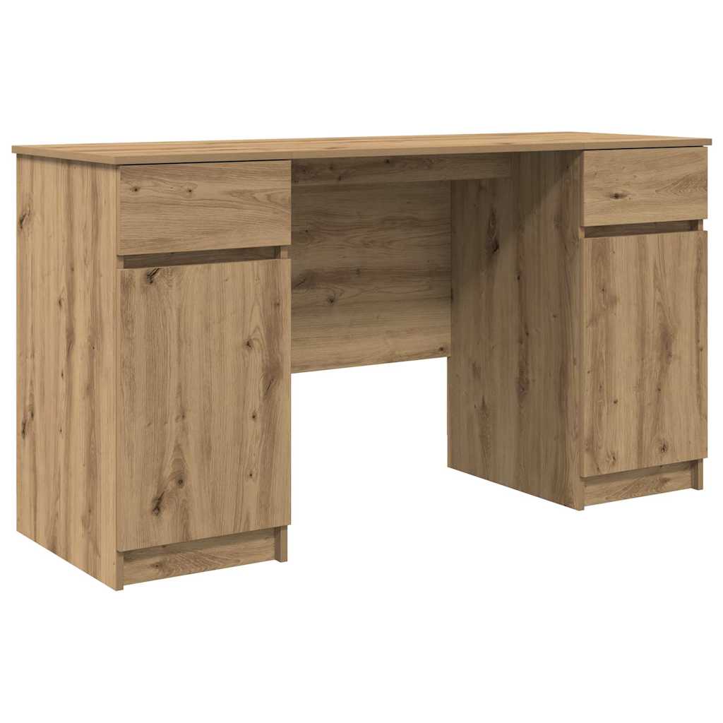 Bureau artisanaal eikenkleurig 140 x 49 x 76 cm Bewerkt hout – afbeelding 2