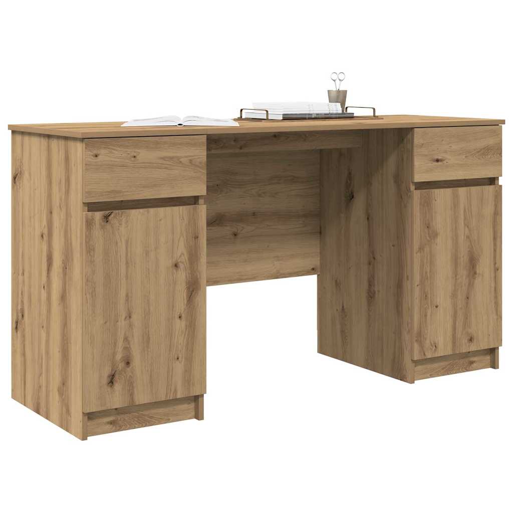 Bureau artisanaal eikenkleurig 140 x 49 x 76 cm Bewerkt hout – afbeelding 3