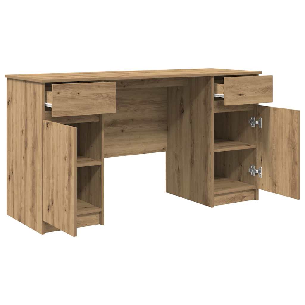 Bureau artisanaal eikenkleurig 140 x 49 x 76 cm Bewerkt hout – afbeelding 5