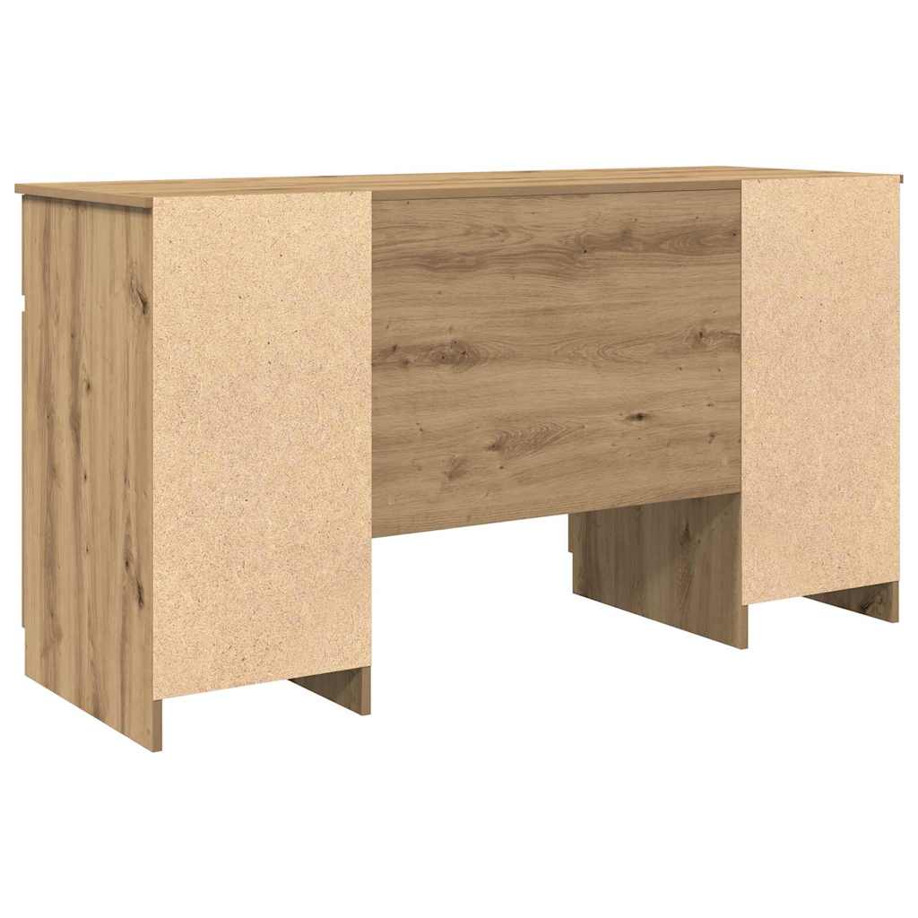Bureau artisanaal eikenkleurig 140 x 49 x 76 cm Bewerkt hout – afbeelding 6