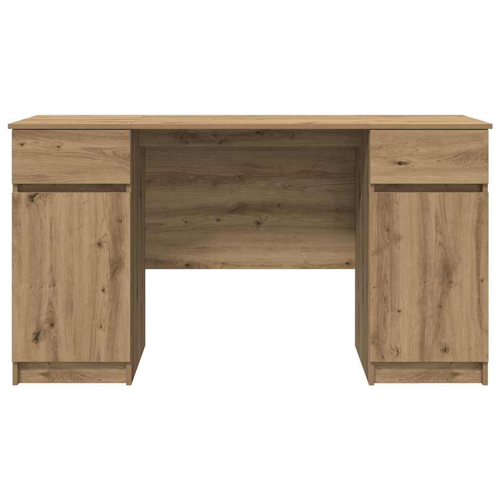 Bureau artisanaal eikenkleurig 140 x 49 x 76 cm Bewerkt hout – afbeelding 7