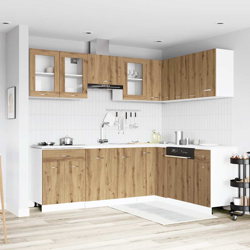 11-delige Keukenkastenset Lyon bewerkt hout artisanaal eiken
