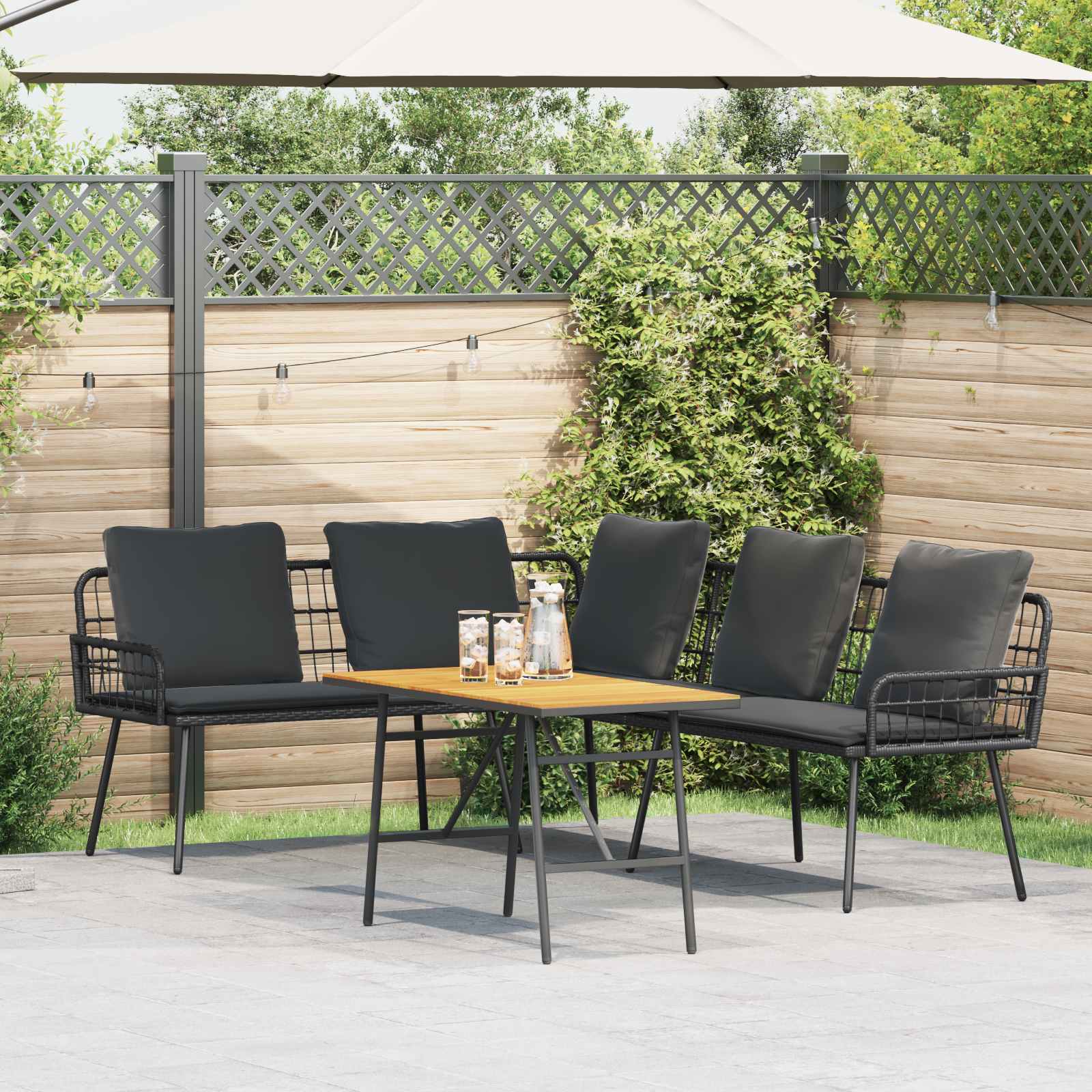 Tuinbankenset 2 pcs Zwart poly rattan – afbeelding 1