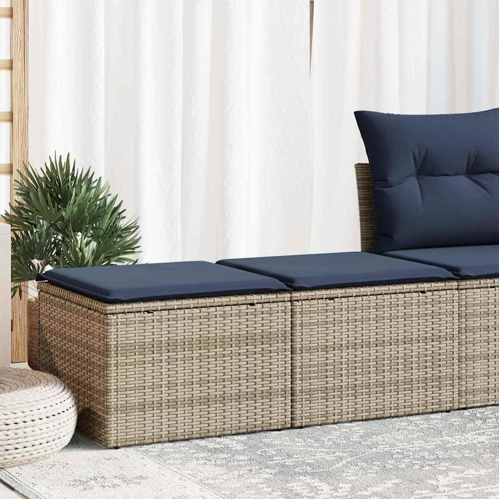 2-delige Loungeset met kussens poly rattan acacia grijs – afbeelding 1