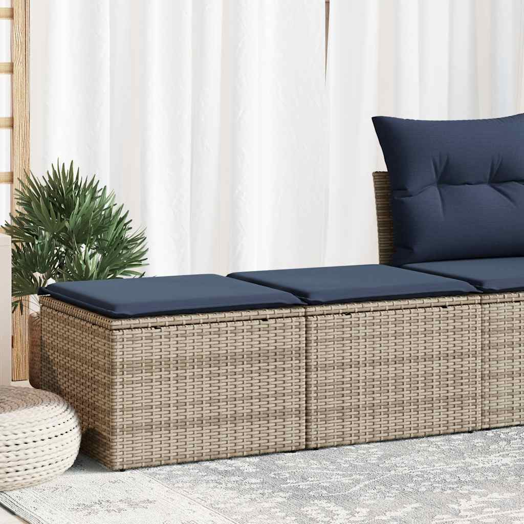 2-delige Loungeset met kussens poly rattan acacia grijs – afbeelding 1
