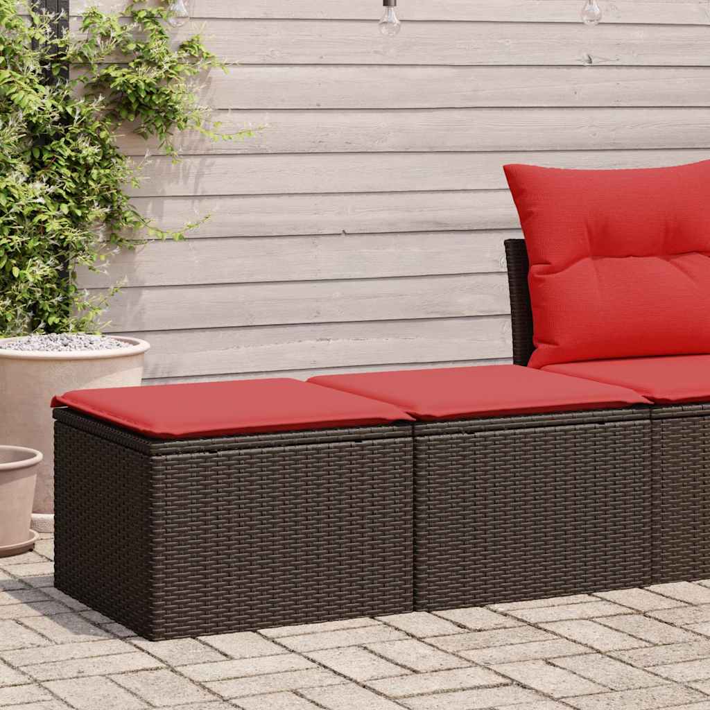 2-delige Loungeset met kussens poly rattan acacia bruin – afbeelding 1
