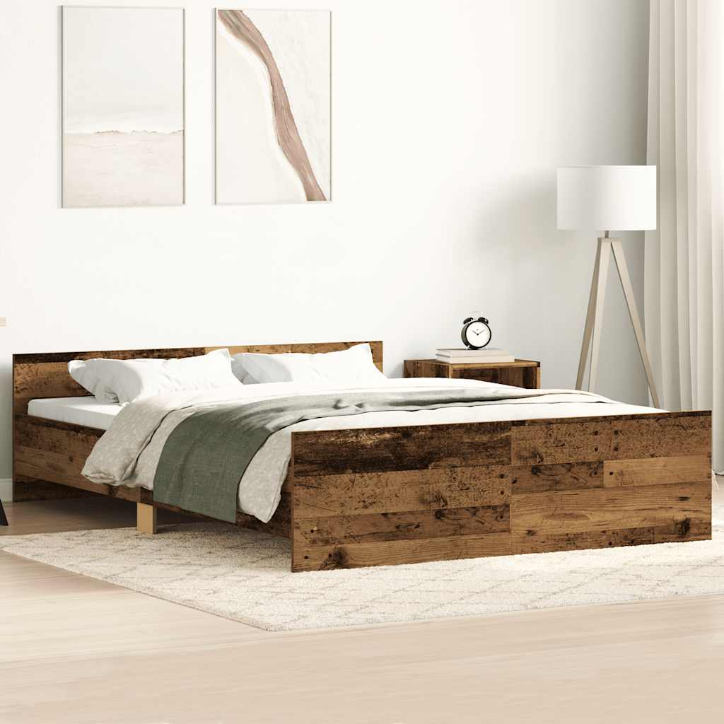 Bedframe zonder matras 200x200 cm bewerkt hout oud hout – afbeelding 1