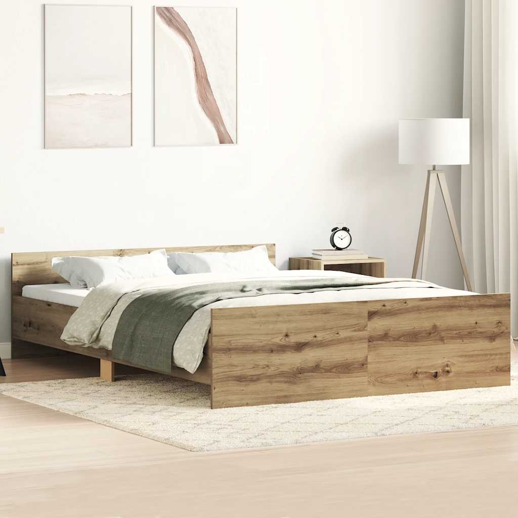 Bedframe zonder matras spaanplaat artisanaal eikenkleurig – afbeelding 1