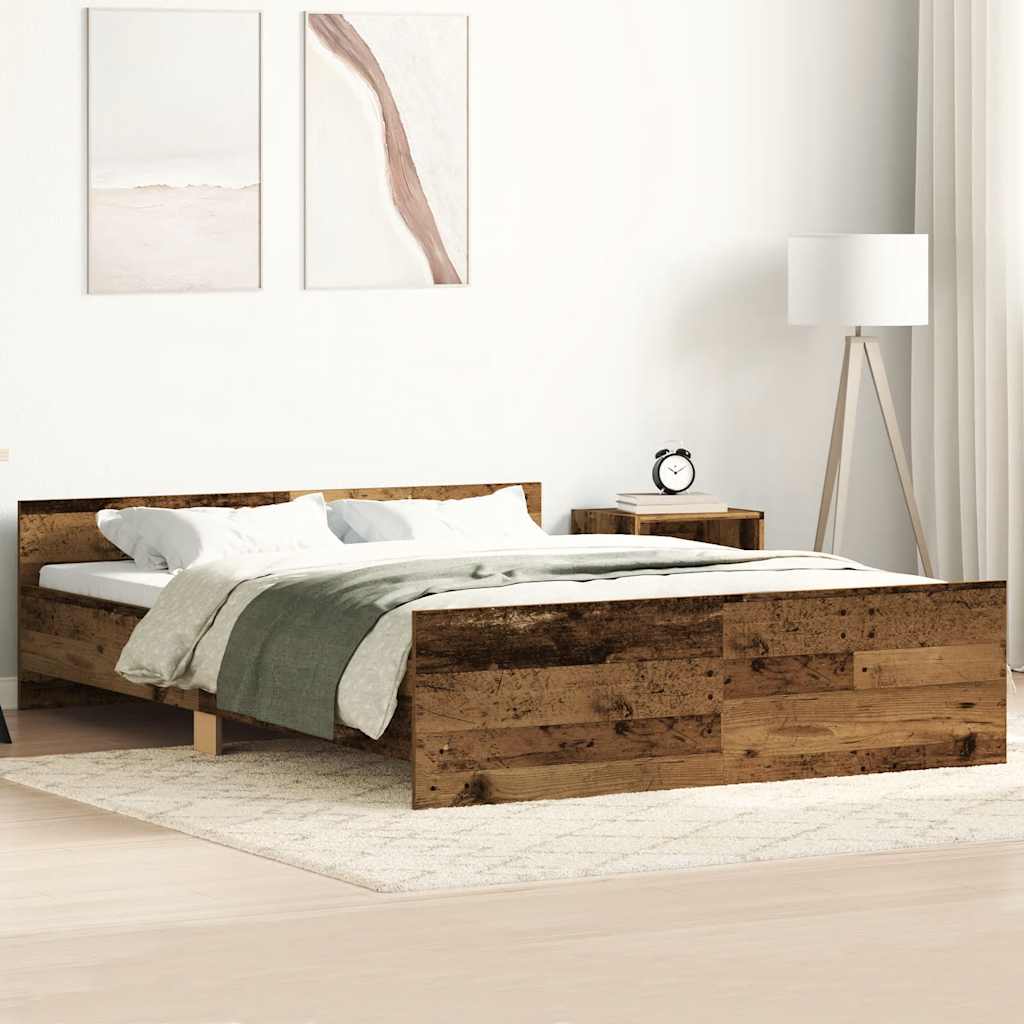 Bedframe zonder matras 150x200 cm bewerkt hout oud hout – afbeelding 1