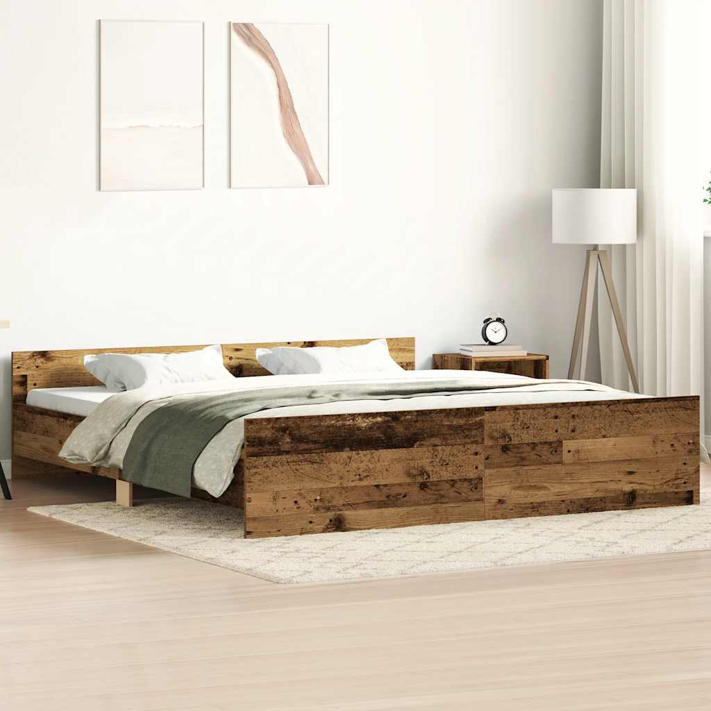 Bedframe zonder matras 180x200 cm bewerkt hout oud hout – afbeelding 1