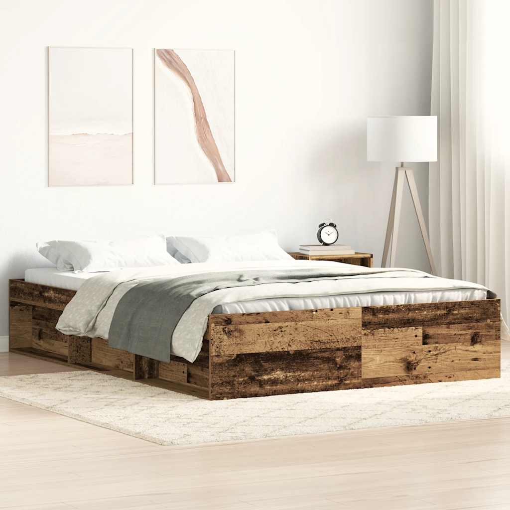Bedframe zonder matras 160x200 cm bewerkt hout oud hout – afbeelding 1