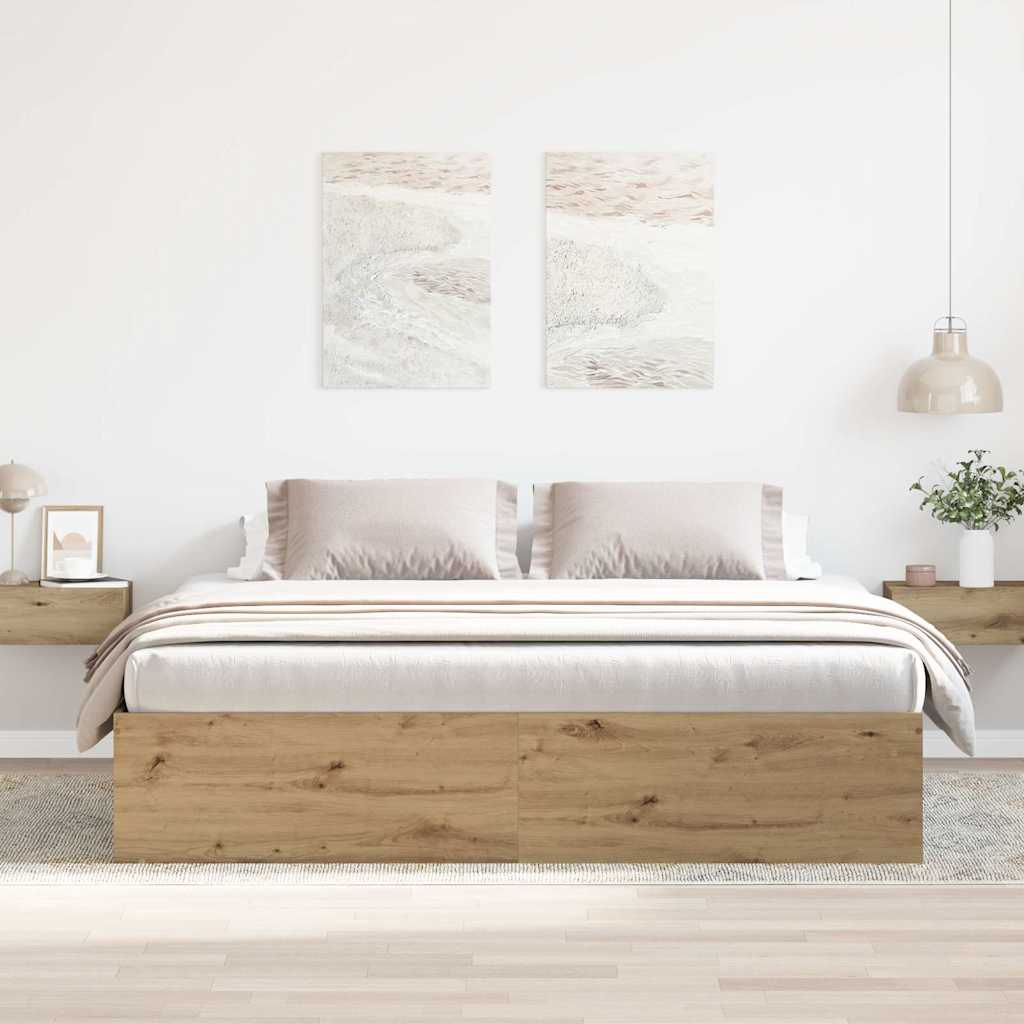 Bedframe zonder matras 200x200 cm spaanplaat artisanaal – afbeelding 1
