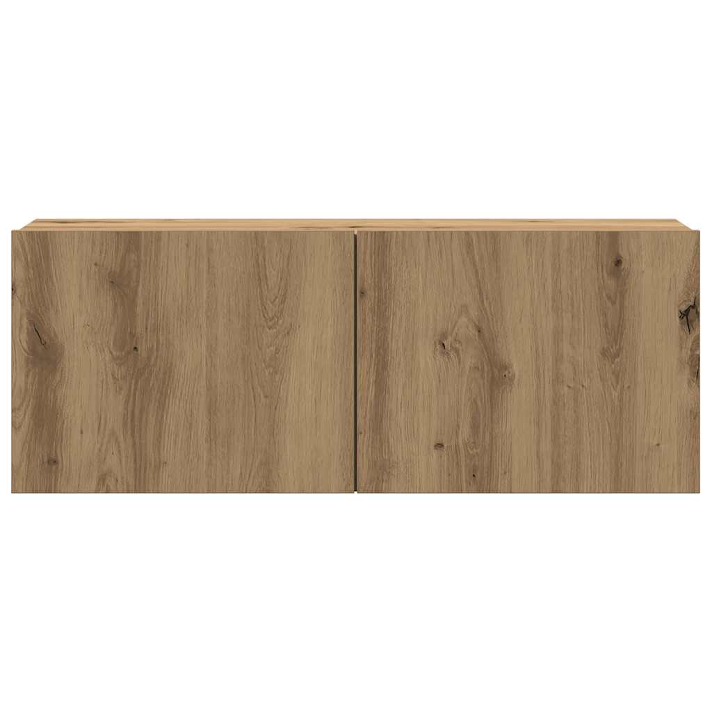 8-delig Tv-meubelset wandmontage bewerkt hout artisanaal eiken – afbeelding 5