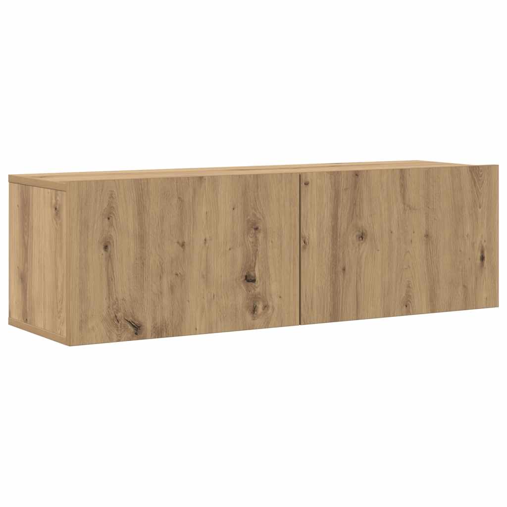 8-delig Tv-meubelset wandmontage bewerkt hout artisanaal eiken – afbeelding 4