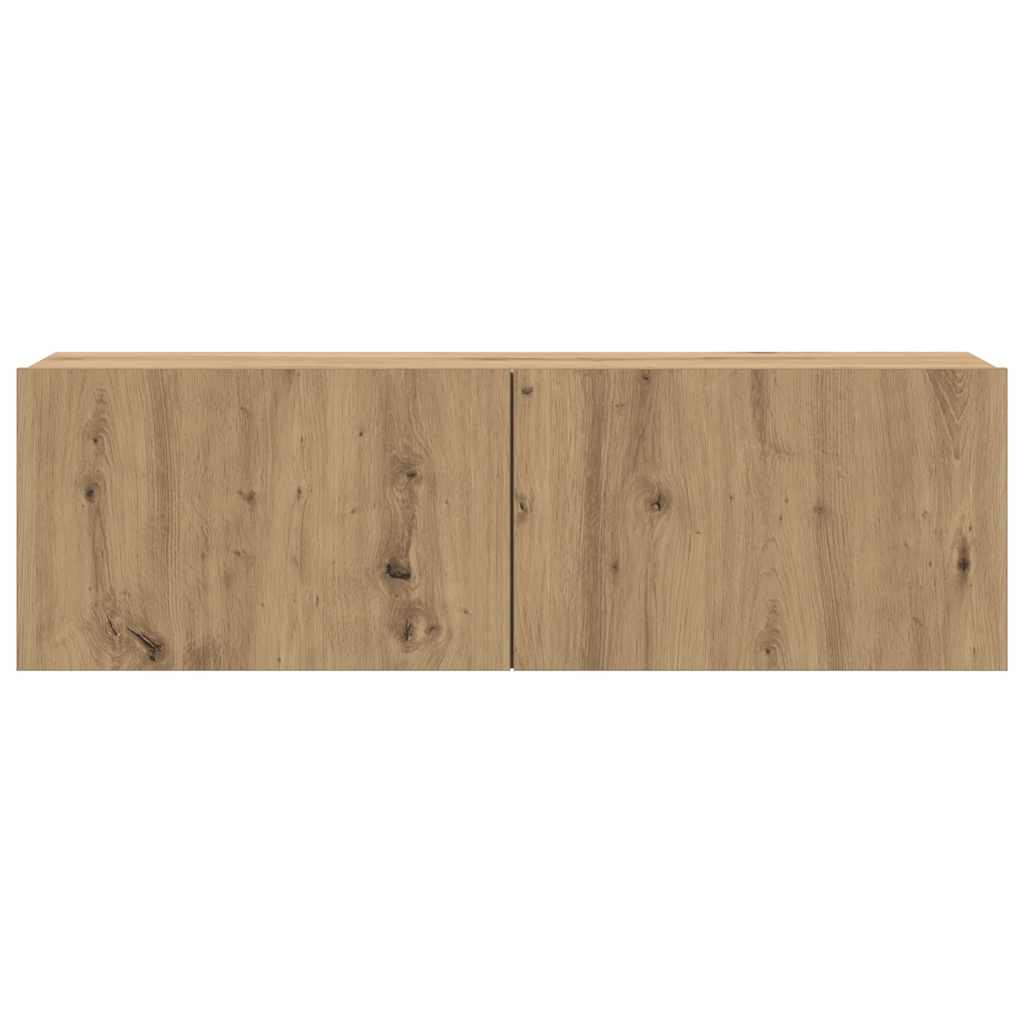 8-delig Tv-meubelset wandmontage bewerkt hout artisanaal eiken – afbeelding 5