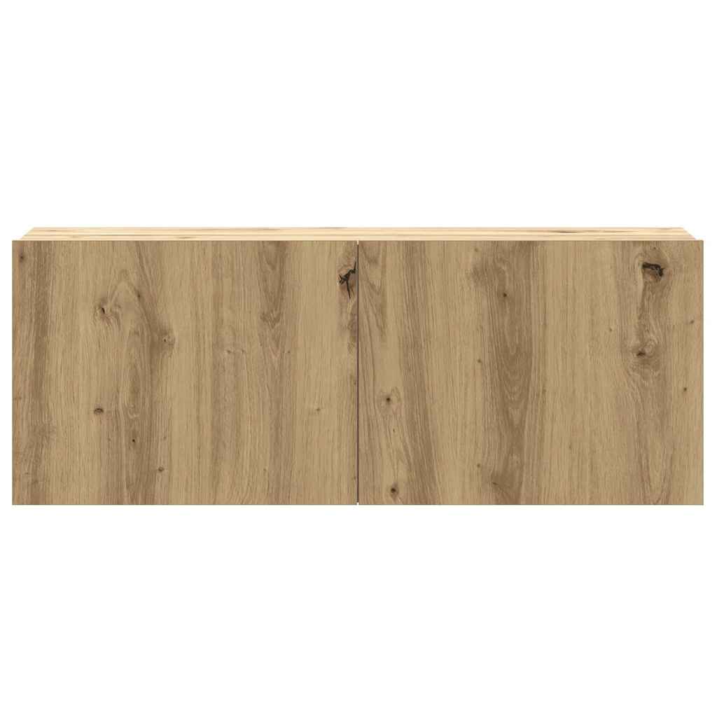 3-delig Tv-meubelset wandmontage bewerkt hout artisanaal eiken – afbeelding 5