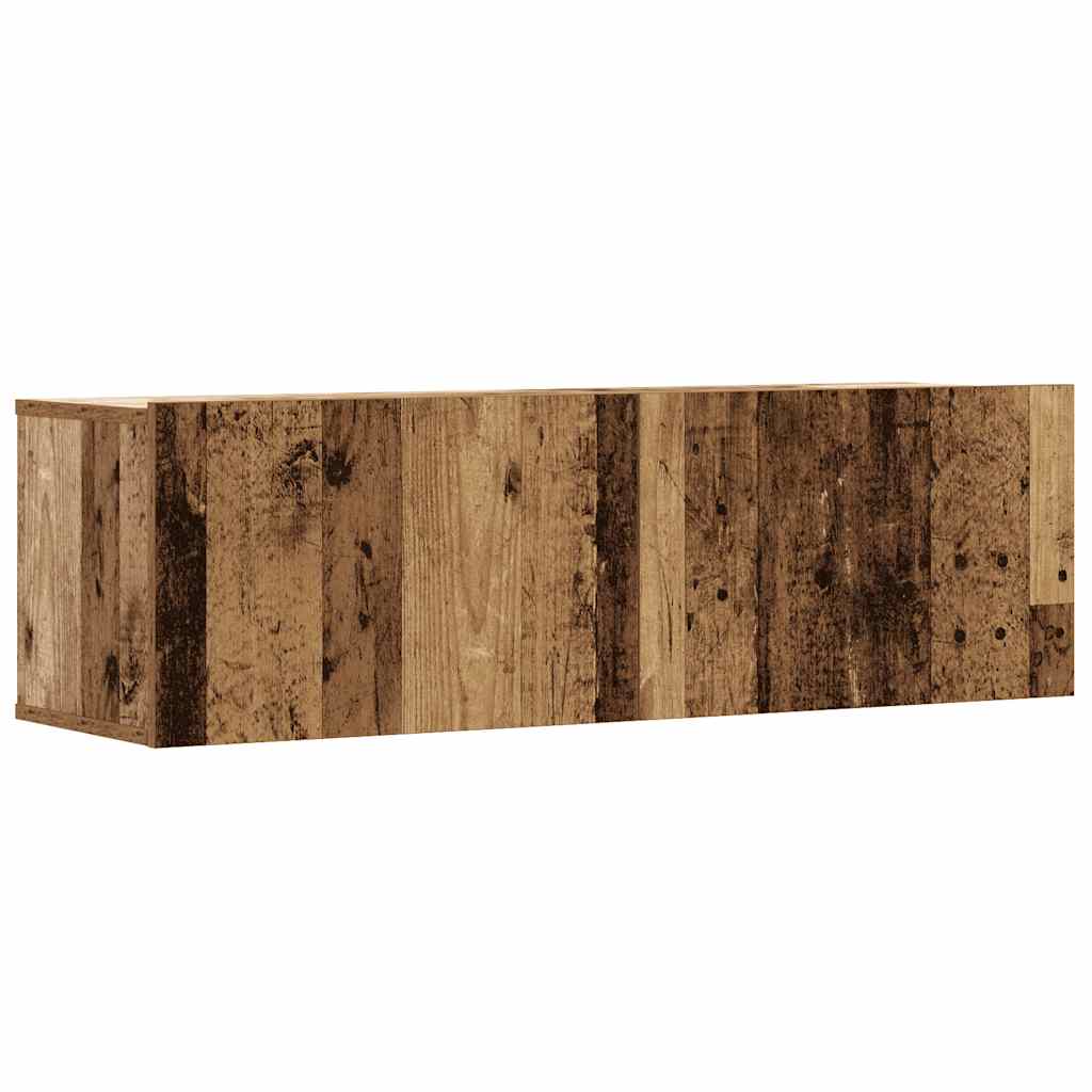 2-delig Tv-meubelset wandmontage bewerkt hout oud houtkleurig – afbeelding 4
