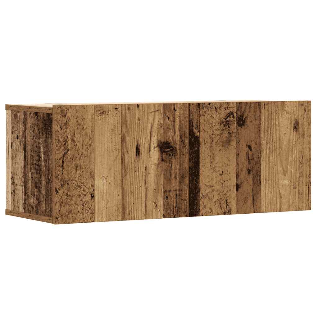 2-delig Tv-meubelset wandmontage bewerkt hout oud houtkleurig – afbeelding 6
