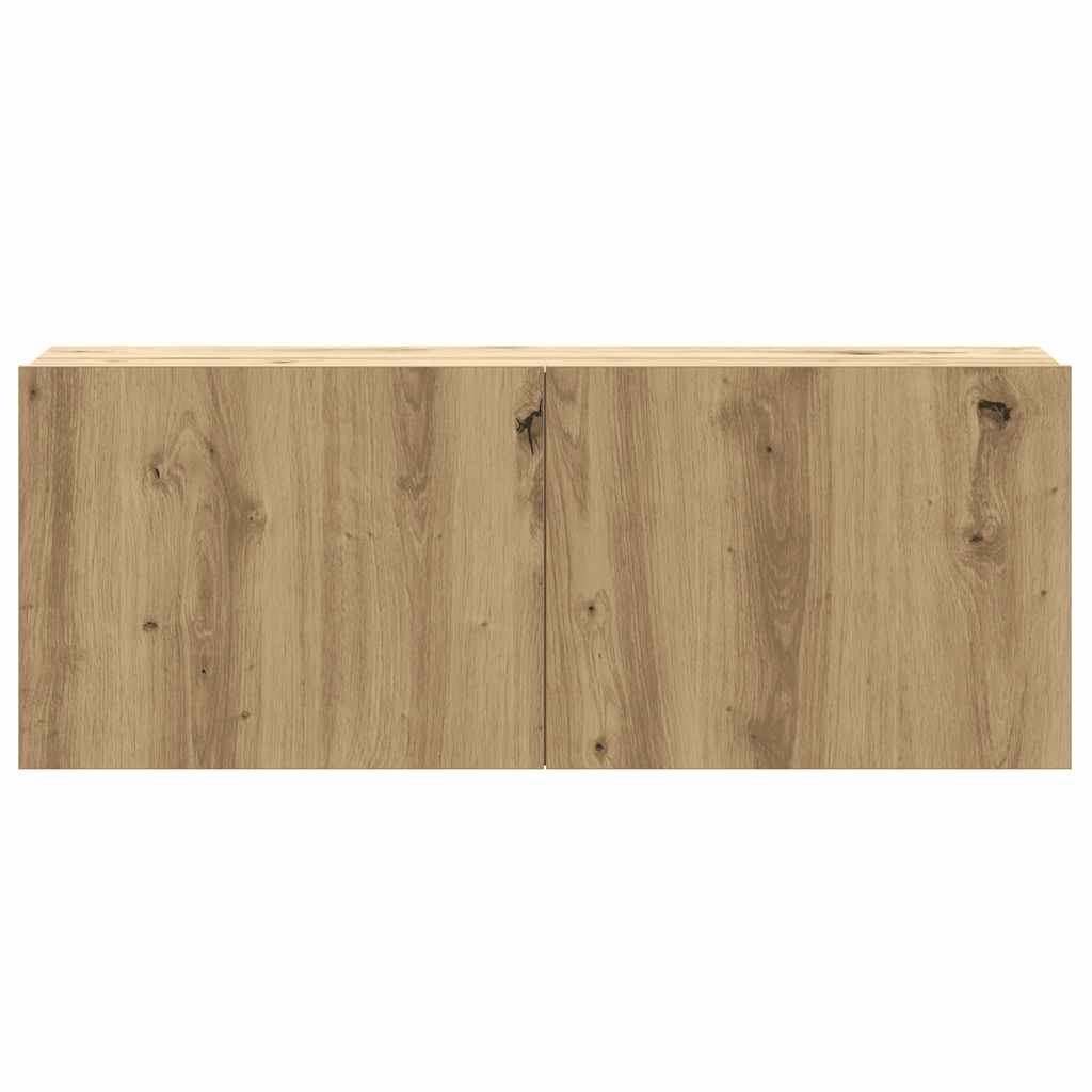 2-delig Tv-meubelset wandmontage bewerkt hout artisanaal eiken – afbeelding 7