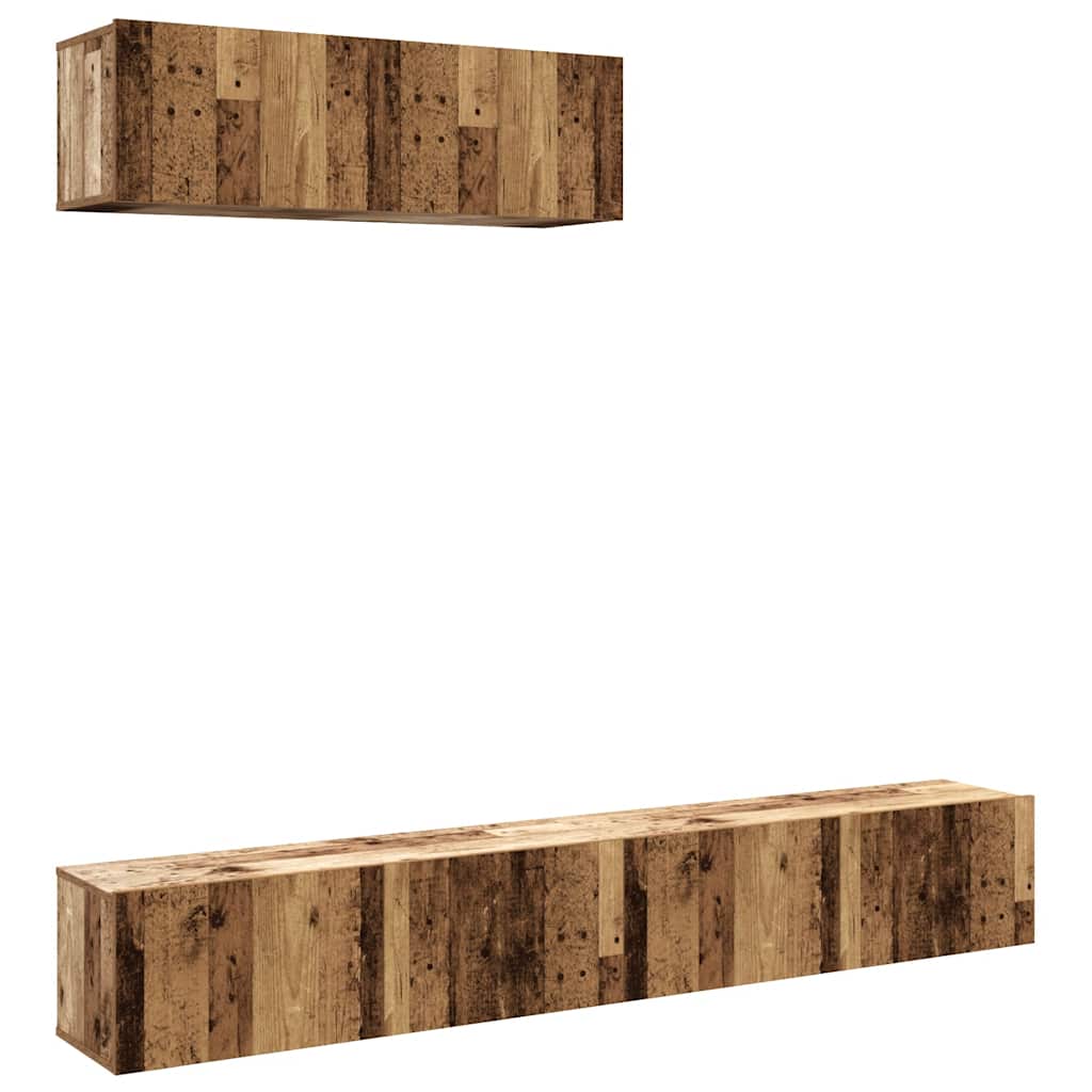 Tv-wandmeubelen 3 st 100x30x30 cm bewerkt hout oud houtkleurig – afbeelding 2